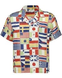 Bode - Flag-Printed Short-Sleeved Linen Shirt - Lyst