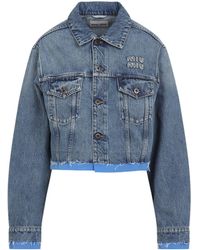 Miu Miu - Denim And Poplin Trucker Jacket - Lyst
