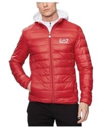 EA7 - Hooded Quilted Down Jacket - Lyst