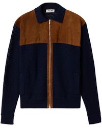 Miu Miu - Cotton Crochet And Suede Cardigan - Lyst