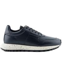 Emporio Armani - Logo-Plaque Leather Sneakers - Lyst
