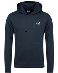 EA7 - Logo-Print Cotton Hoodie - Lyst