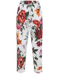 Dolce & Gabbana - Floral Printed Cropped Leg Pants - Lyst