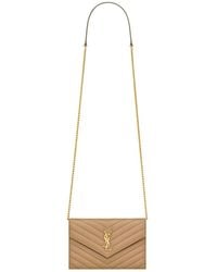 Saint Laurent - Envelope Cassandre Chain Wallet - Lyst