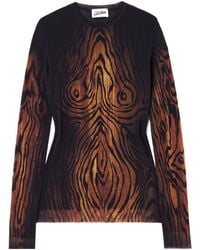 Jean Paul Gaultier - Wood Print Mesh Long Sleeve Top - Lyst