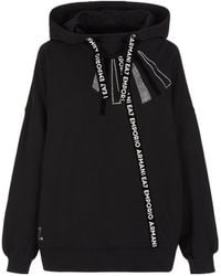 EA7 - Rhinestone-Embellished Logo-Tape Hoodie - Lyst
