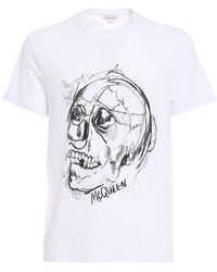 McQueen - T-Shirt With Round Neck And Short Sleeves - Lyst