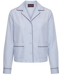 Gucci - Logo Embroidered Striped Top - Lyst