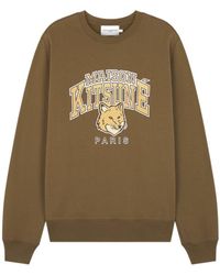 Maison Kitsuné - Maison Kitsuné Logo Printed Crewneck Sweatshirt - Lyst