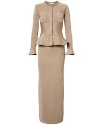 Self-Portrait - Crystal-Embellished Peplum Lamé Maxi Dress - Lyst
