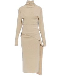 Lanvin - Asymmetric Waist Detail Knitted Dress - Lyst