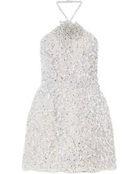 Oscar de la Renta - Floral Off-The-Shoulder Mini Dress - Lyst