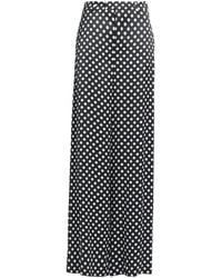 Saint Laurent - Satin Polka Dot High Waist Wide Leg Pants - Lyst