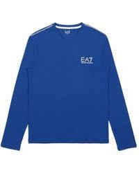 EA7 - Round Collar Logo T-Shirt - Lyst