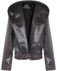 Alaïa - Leather Hooded Biker Jacket - Lyst