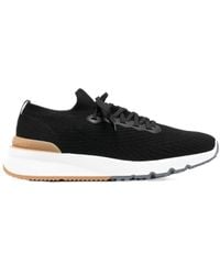 Brunello Cucinelli - Knitted Lace-Up Sneakers - Lyst