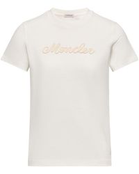 Moncler - Logo Embroidered Crewneck T-Shirt - Lyst