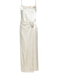Nanushka - Ruched-Detailing Satin Midi Dress - Lyst