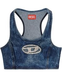 DIESEL - Oval-D Logo Embellished Cropped Top - Lyst