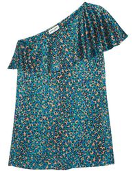 Saint Laurent - One-Shoulder Ruffled Mini Dress - Lyst