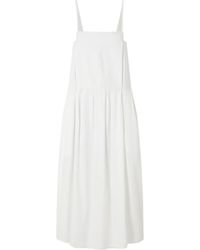 KHAITE - Adira Pleated Cotton-Poplin Midi Dress - Lyst