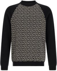 Balmain - Pb Monogram Crew Knitted Sweater - Lyst