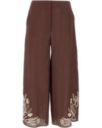 Marella - Embroidered Casual Pants - Lyst