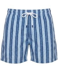 Fedeli - Striped-Print Drawstring Swim Shorts - Lyst