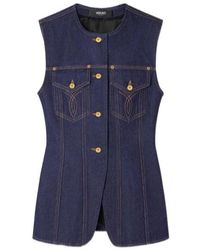 Versace - Button-Up Denim Gilet - Lyst