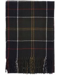 Barbour - Check-Pattern Fringed Scarf - Lyst