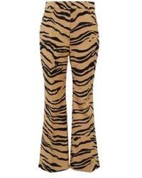 Stella McCartney - Tiger-Print Wool-Blend Flared Pants - Lyst