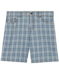 Burberry - Check Denim Shorts - Lyst