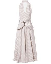 Patou - Striped Halterneck Cotton Midi Dress - Lyst