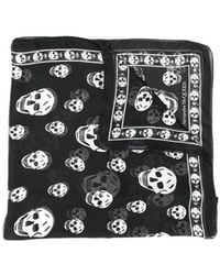 McQueen - Skull Printed Finished Edges Scarf - Lyst