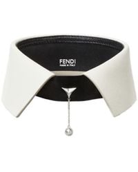 Fendi - Logo-Pendant Leather Collar - Lyst