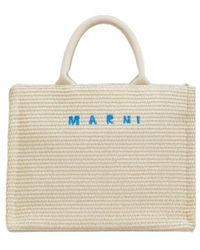 Marni - Tropicalia Logo Embroidered Small Tote Bag - Lyst