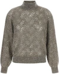 Brunello Cucinelli - Dazzling Abstract Leaf Sequin-Embellished Sweater - Lyst