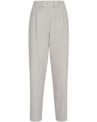 Brunello Cucinelli - Wool Flannel Baggy Trousers With Monili - Lyst
