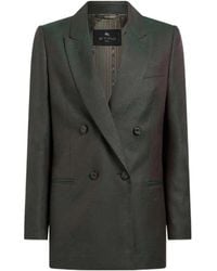 Etro - Double-Breasted Wool Jacquard Jacket With Paisley Motif - Lyst