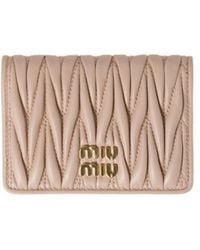 Miu Miu - Logo-Lettering Matelassé Cardholder - Lyst