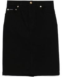 Dolce & Gabbana - Logo Plaque Denim Midi Skirt - Lyst