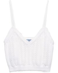 Prada - Openwork Cotton Crop Top - Lyst