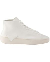 Prada - High-Top Leather Sneakers - Lyst