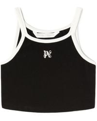 Palm Angels - Pa Monogram Embroidered Cropped Tank Top - Lyst