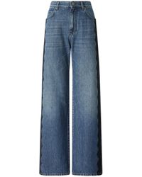 Pinko - Lace-Trim Wide-Leg Jeans - Lyst
