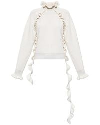 Blumarine - Ruffled High-Neck Knitted Sweater - Lyst