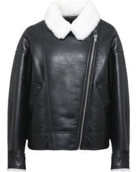 Stand Studio - Shearling Collar Biker Jacket - Lyst