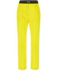 MSGM - Logo Waistband Tapered Trousers - Lyst