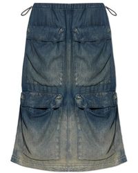 DIESEL - Multi-Pocket Denim Midi Skirt - Lyst