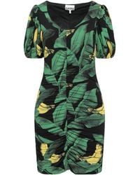 Ganni - Floral-Print Bodycon Dress - Lyst
